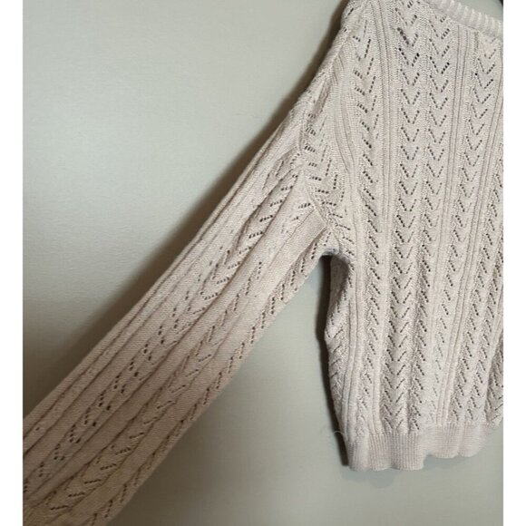 Nation Los Angeles Alpaca Women's Beige Blush Open Knit Pullover Sweater M - Picture 8 of 9